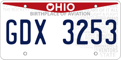 OH license plate GDX3253