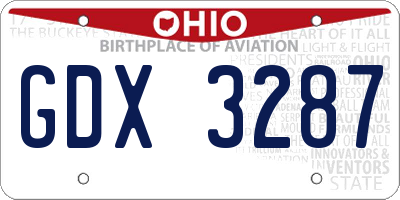 OH license plate GDX3287