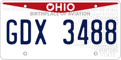 OH license plate GDX3488