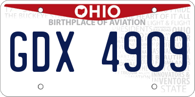OH license plate GDX4909