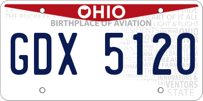 OH license plate GDX5120
