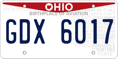 OH license plate GDX6017