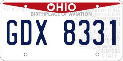 OH license plate GDX8331