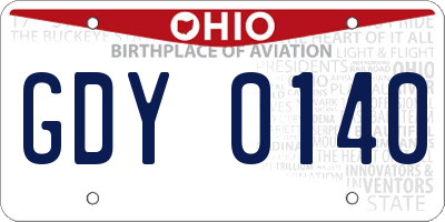 OH license plate GDY0140