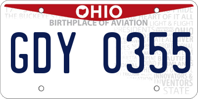 OH license plate GDY0355