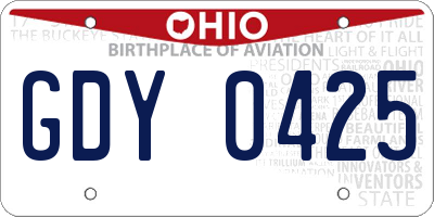 OH license plate GDY0425