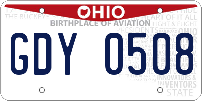 OH license plate GDY0508