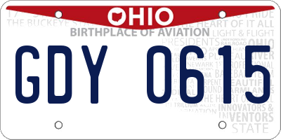 OH license plate GDY0615