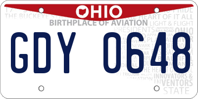 OH license plate GDY0648