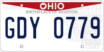 OH license plate GDY0779