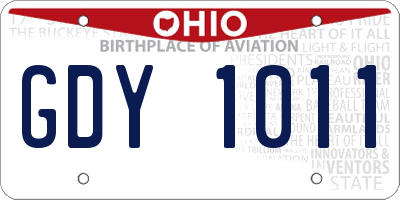 OH license plate GDY1011