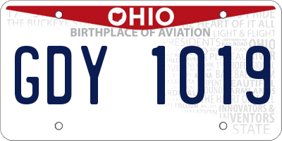 OH license plate GDY1019