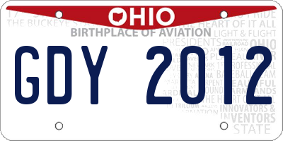OH license plate GDY2012