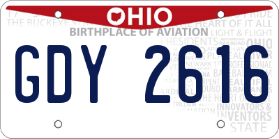 OH license plate GDY2616