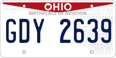 OH license plate GDY2639