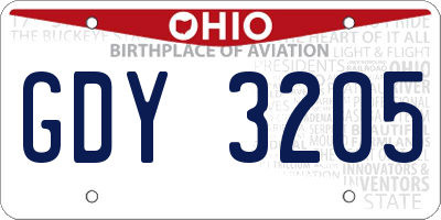 OH license plate GDY3205