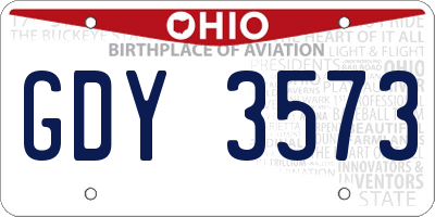 OH license plate GDY3573