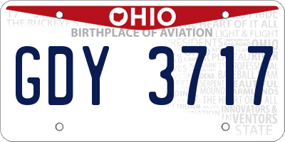 OH license plate GDY3717
