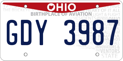 OH license plate GDY3987