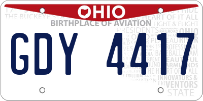 OH license plate GDY4417