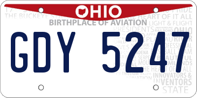 OH license plate GDY5247