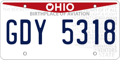 OH license plate GDY5318