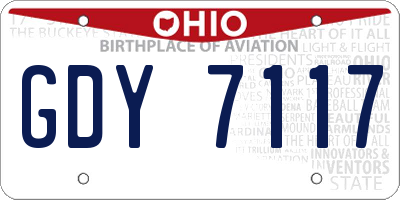 OH license plate GDY7117