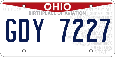 OH license plate GDY7227