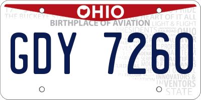 OH license plate GDY7260