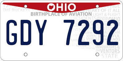 OH license plate GDY7292