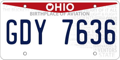 OH license plate GDY7636