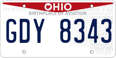 OH license plate GDY8343