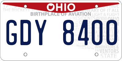 OH license plate GDY8400