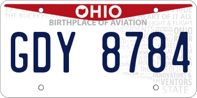 OH license plate GDY8784