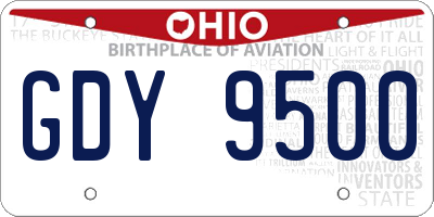 OH license plate GDY9500