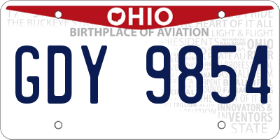 OH license plate GDY9854