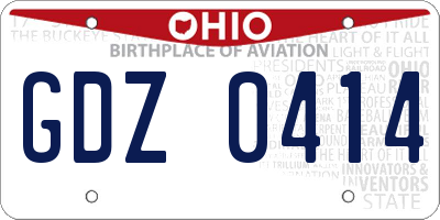 OH license plate GDZ0414