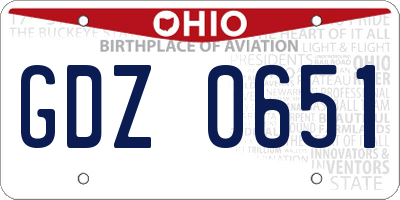 OH license plate GDZ0651