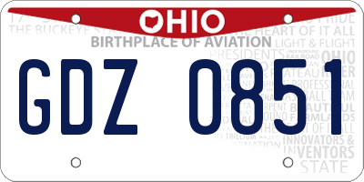 OH license plate GDZ0851