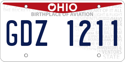 OH license plate GDZ1211