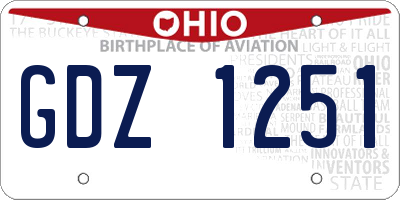 OH license plate GDZ1251