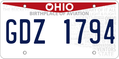 OH license plate GDZ1794