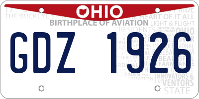 OH license plate GDZ1926