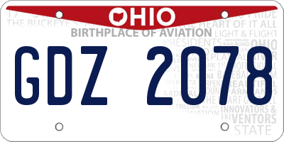 OH license plate GDZ2078