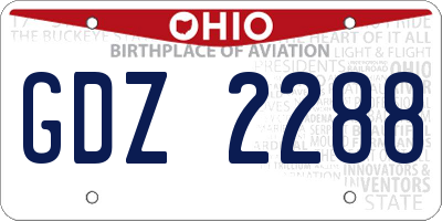 OH license plate GDZ2288
