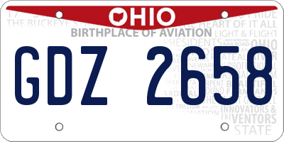 OH license plate GDZ2658