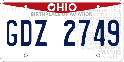 OH license plate GDZ2749