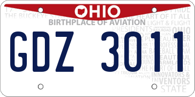 OH license plate GDZ3011