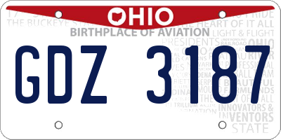OH license plate GDZ3187
