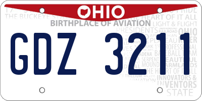 OH license plate GDZ3211